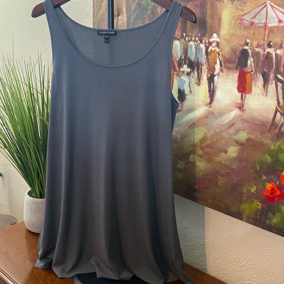Eileen Fisher Tops - Eileen Fisher Dark Stretch Silk Jersey Long Tunic Tank Small